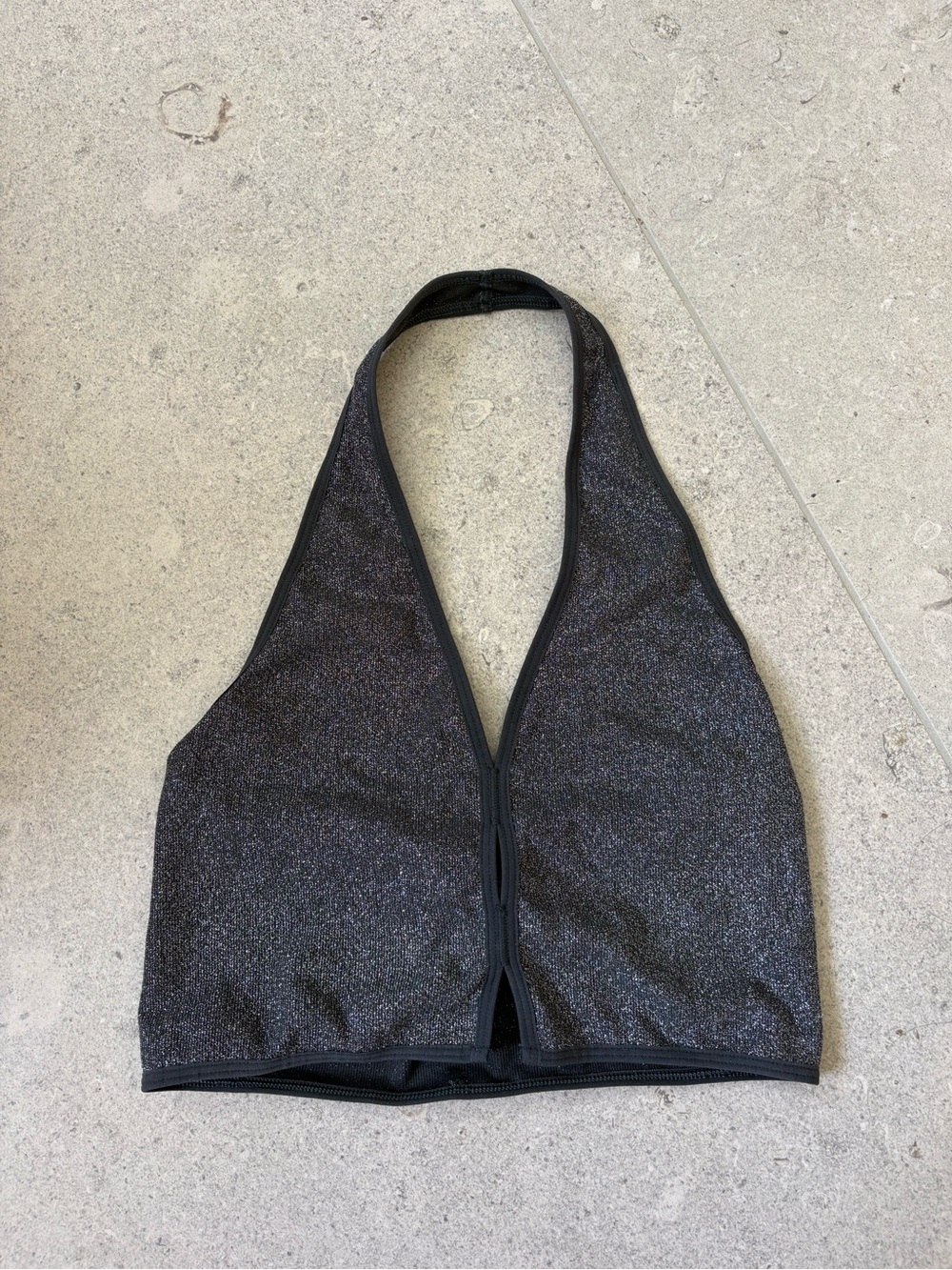 Anthropologie Black Sparkle Halter Crop Top